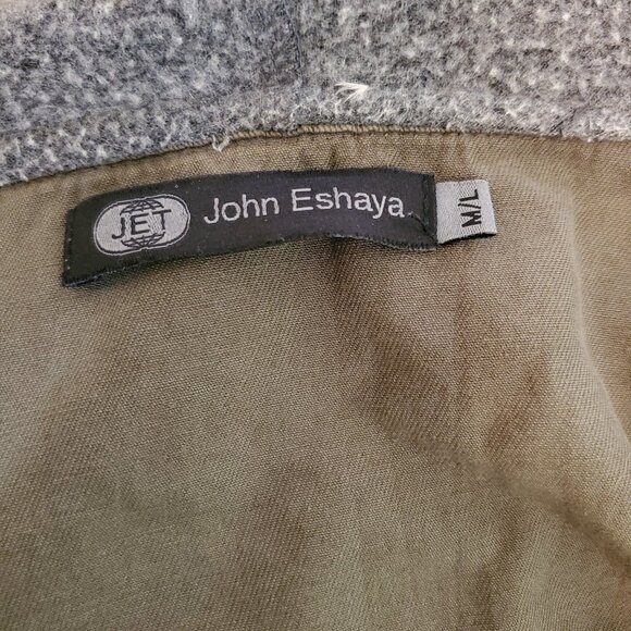 John Eshaya Cargo Utility Jacket Hooded Jacket Olive Green Sz M/L - Picture 6 of 7